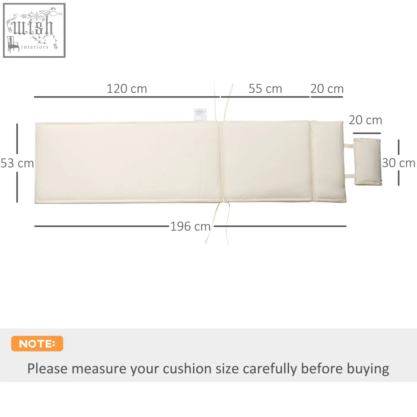 Cream white padded lounger cushion with foldable design and adjustable straps for outdoor lounge chairs comfort
