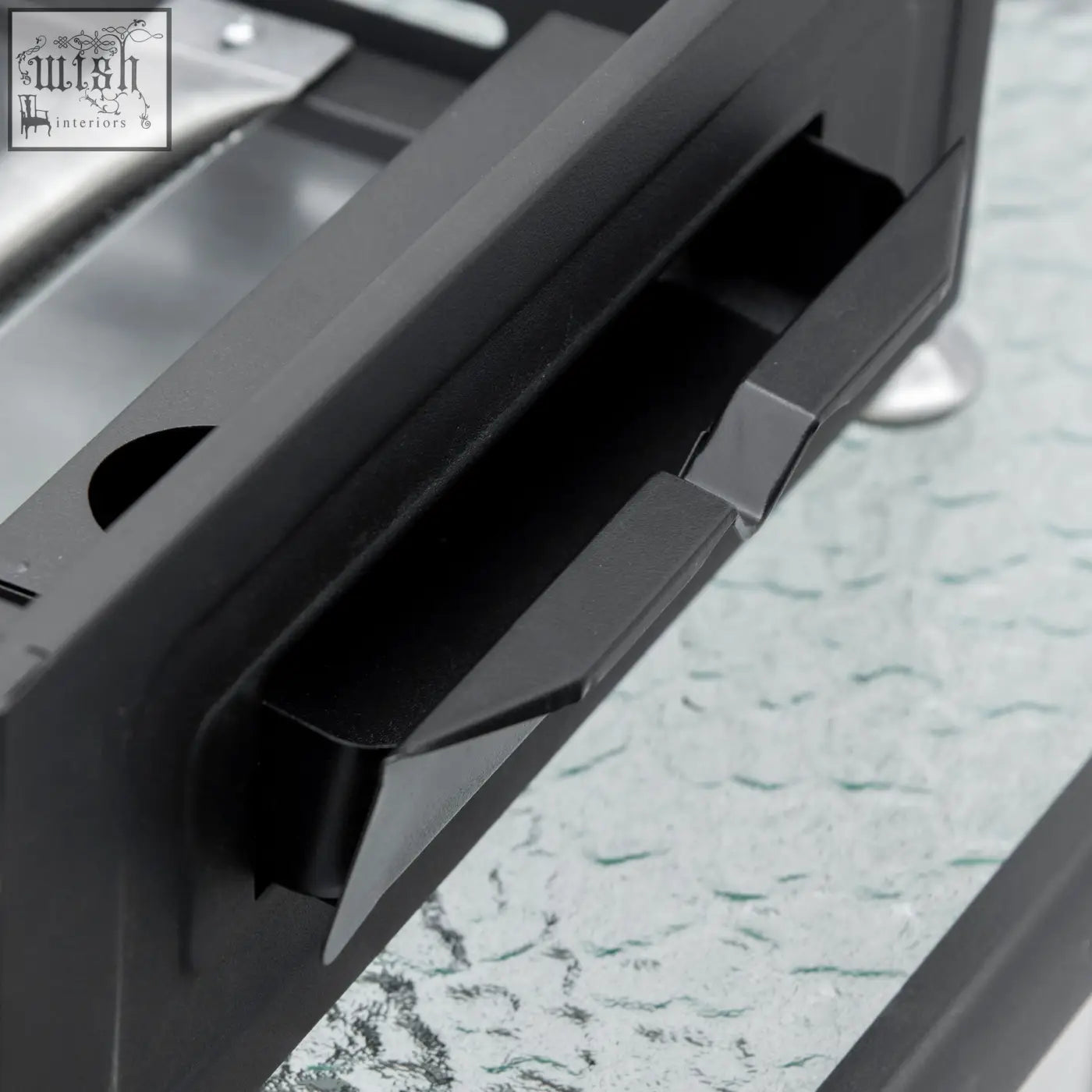 Black plastic drawer organizer with integrated handle cutout for greasy tools in outsunny gas plancha grill 3kw power