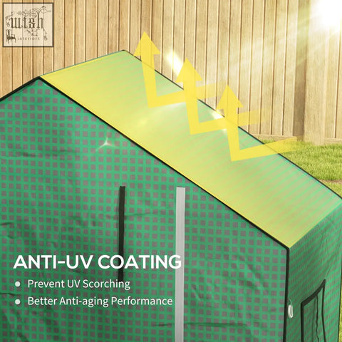 Outsunny green and yellow checkered greenhouse cover with anti-uv coating and roll-up door for easy access
