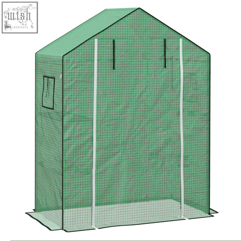 Outsunny green greenhouse cover replacement with uv-resistant coating roll-up door and side window 140x73x190cm