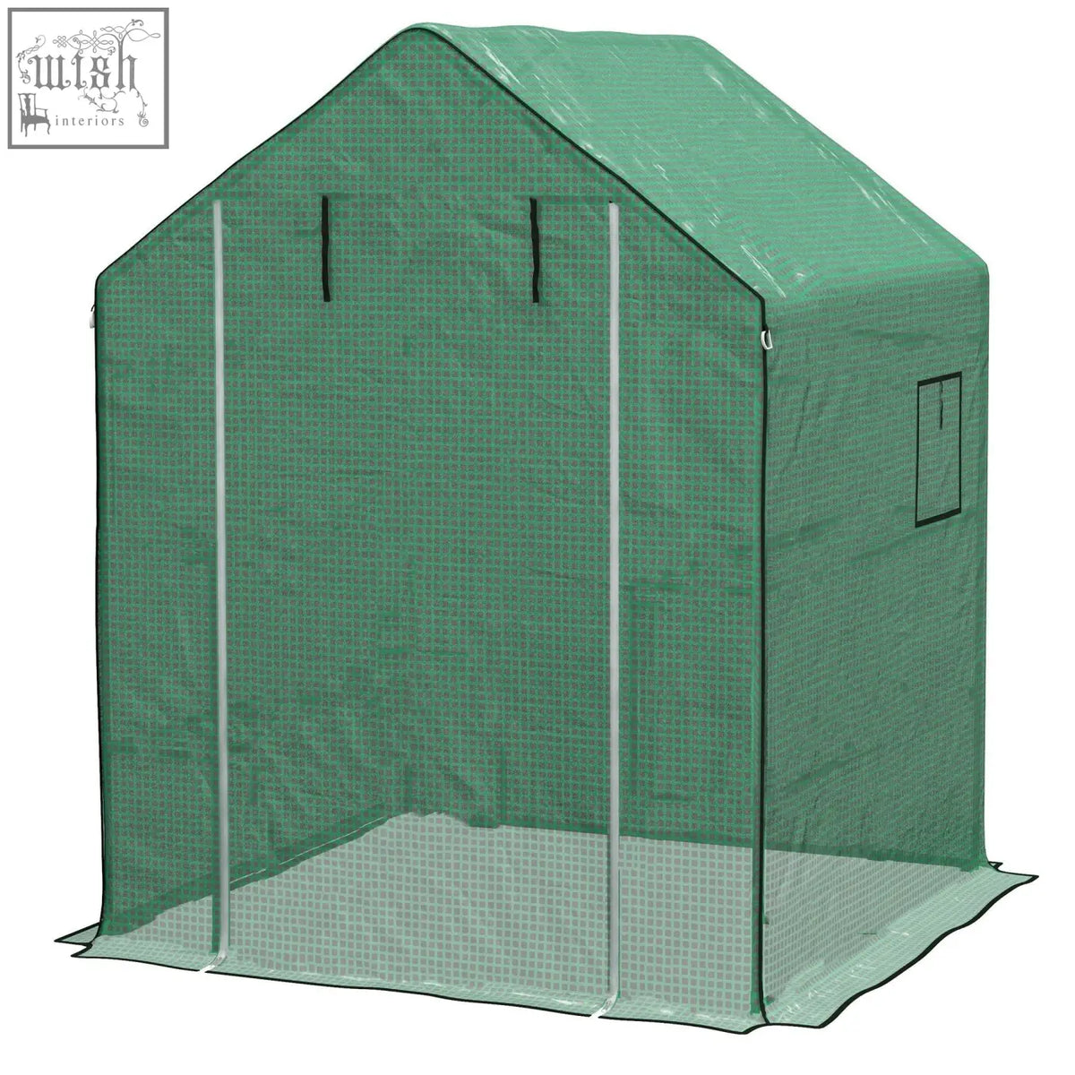 Outsunny green mesh greenhouse cover with uv-resistant coating and roll-up door for walk-in pe hot house in green