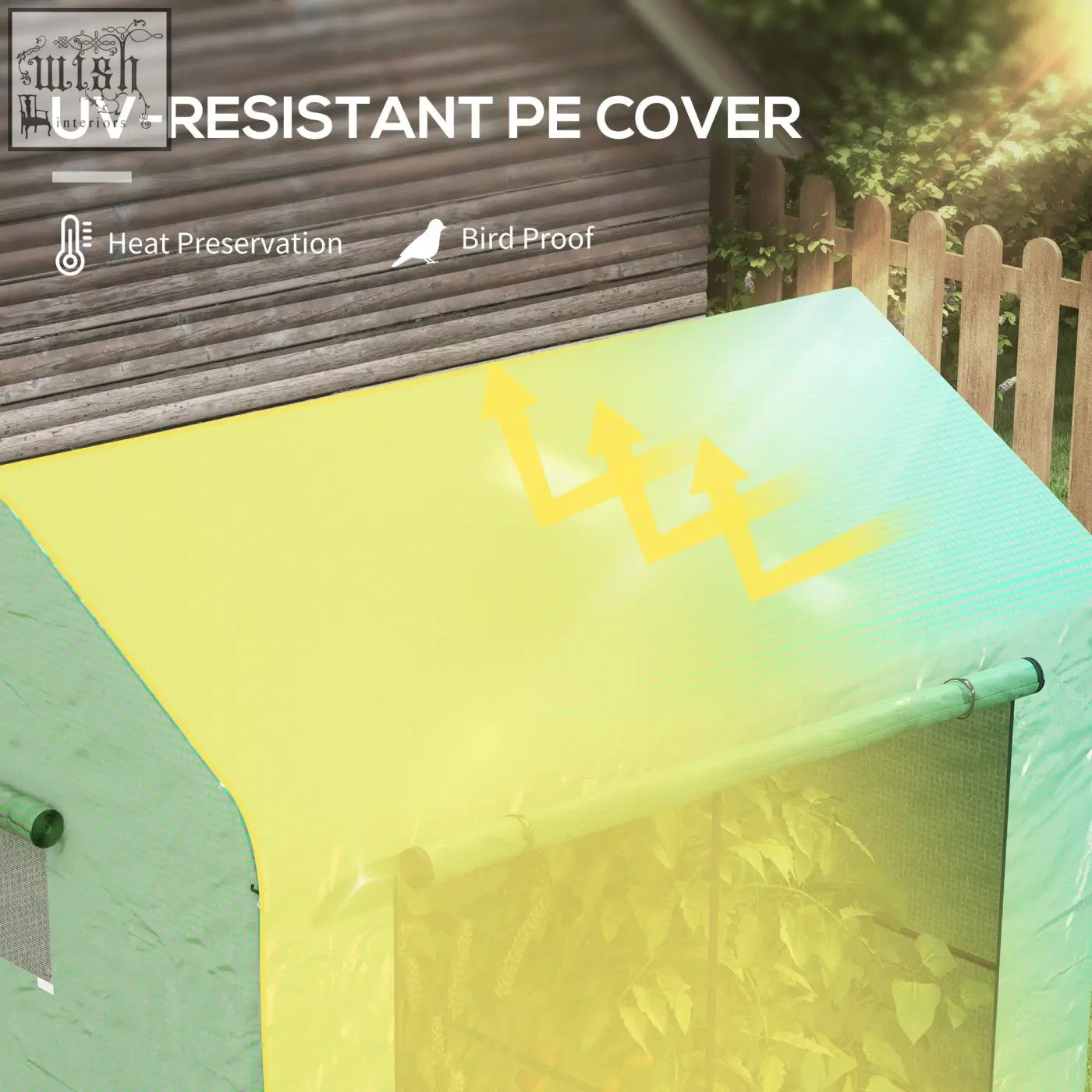 Outsunny walk-in garden greenhouse with uv-resistant green and yellow pe cover bird-proof heat preservation with ground stakes included