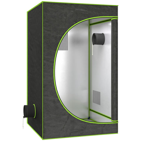 Black and neon green outsunny grow tent with reflective mylar interior and 600d oxford fabric for indoor growing