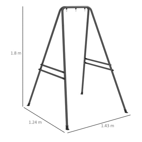 Black outsunny hammock chair stand with powder coated metal frame, three bars, and four hooks for hanging chairs