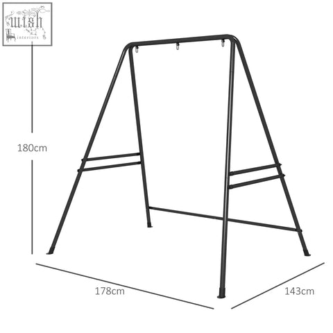 Black metal frame swing set with powder coated metal stand for hanging hammock chair porch swing seat