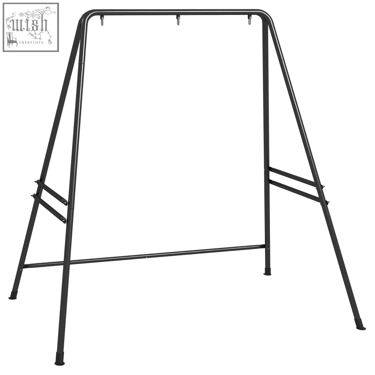 Black metal a-frame stand with powder coated metal frame for hanging hammock chair porch swing egg chair