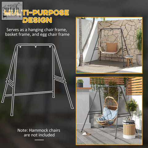 Black powder coated metal frame for outsunny hammock chair stand heavy duty for hanging egg chairs and porch swings