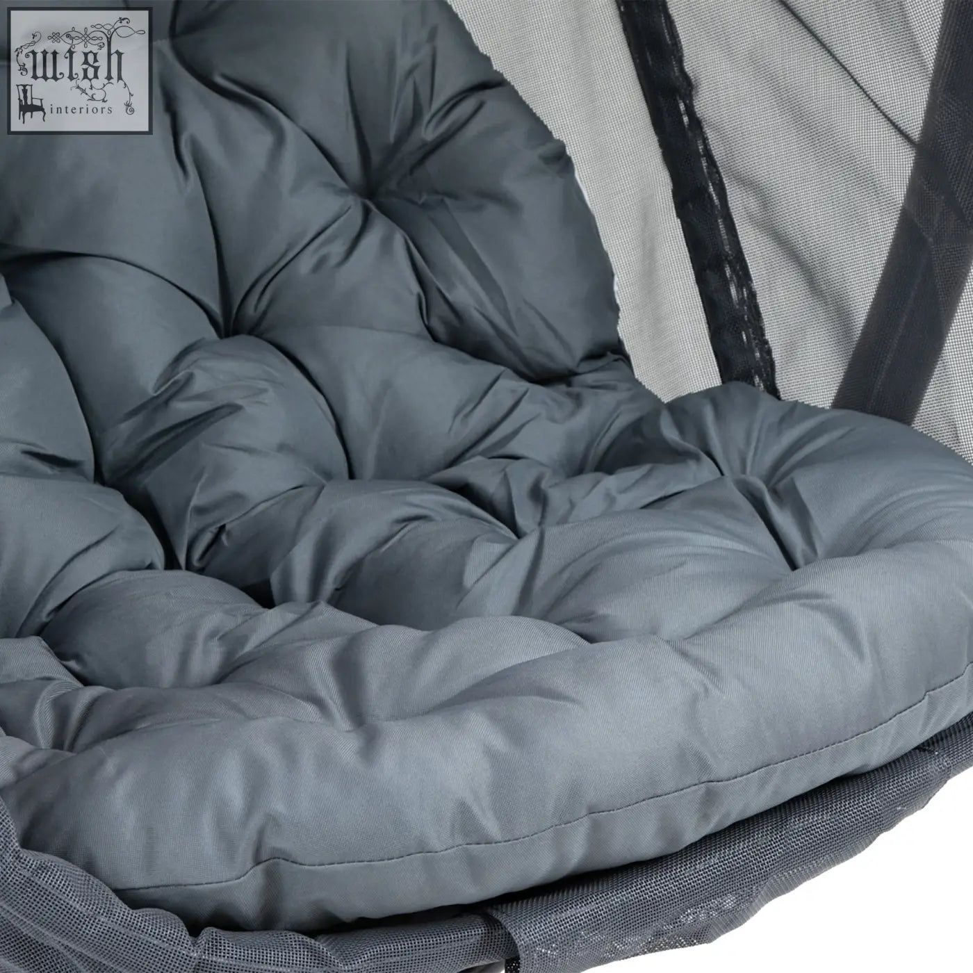 Gray quilted cushion with plush texture and stitching for outsunny hanging egg chair indoor outdoor use