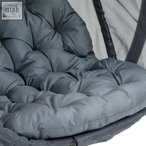 Gray quilted cushion with plush texture and stitching for outsunny hanging egg chair indoor outdoor use