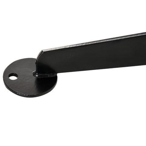 Black powder coated steel bracket with flat arm and circular base plate for outsunny hammock chair stand spring buckle use