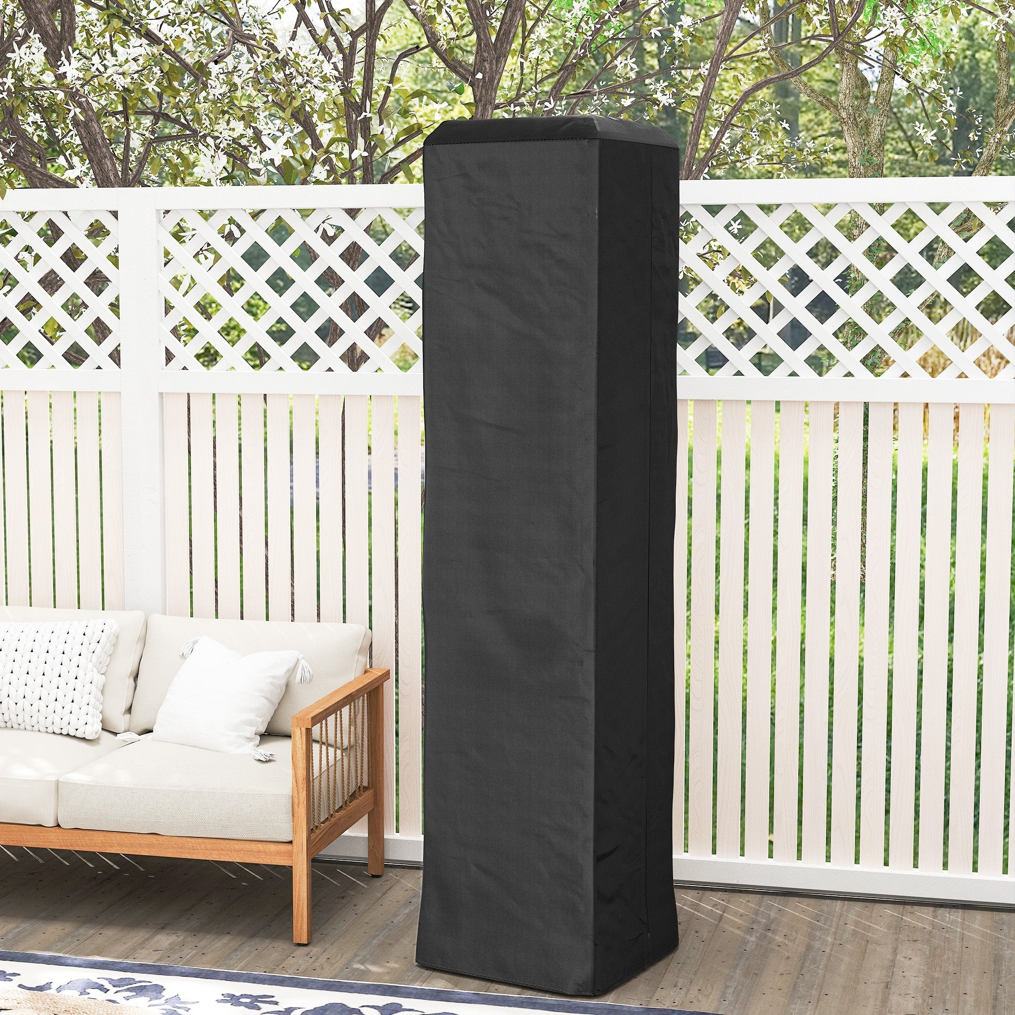 Black outsunny heavy duty gas pyramid patio heater cover with zipper made of upf 30+ oxford fabric 53l x 53w