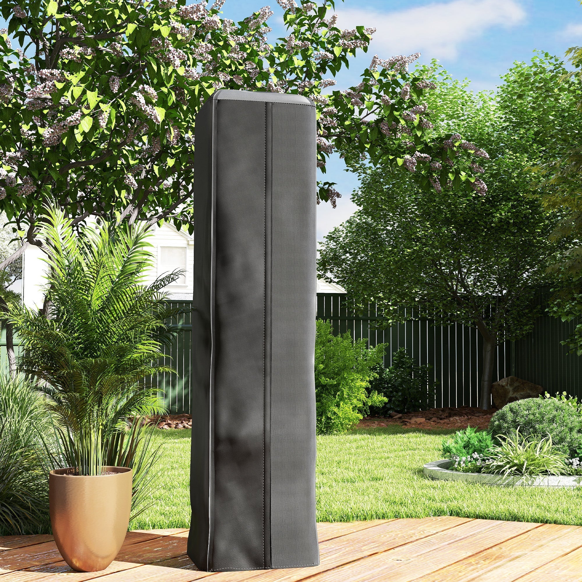 Black Outsunny heater cover made of durable oxford fabric with zipper fits 53l x 53w tall outdoor patio heaters