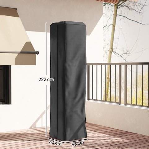 Black Outsunny heavy duty heater cover made of UPF 30+ oxford fabric fits 222 cm tall outdoor heater 53l x 53w base