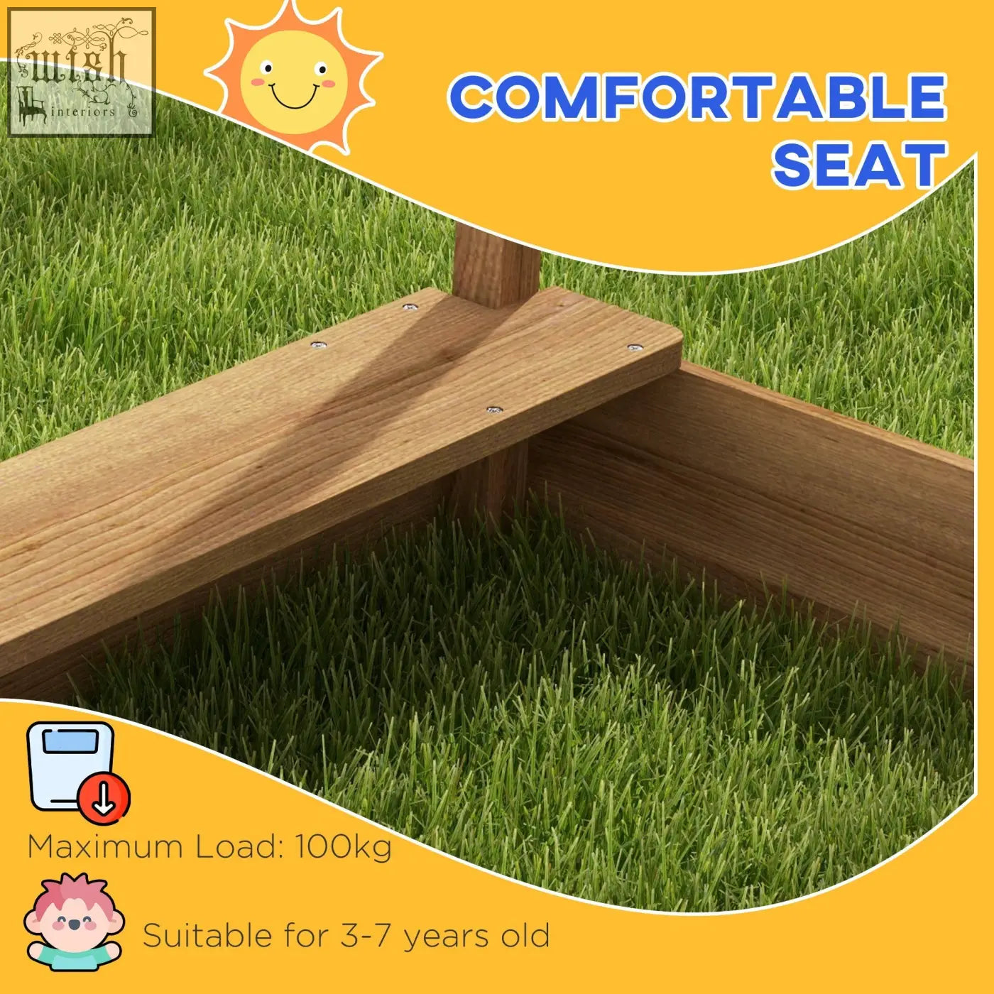 Outsunny house-designed wooden sandbox in brown fir wood with bottomless design and built-in comfortable seat for kids