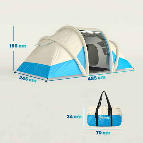 Blue and cream outsunny inflatable tent with sleek modern design 2 bedroom 3000mm waterproof air tent for 4 person