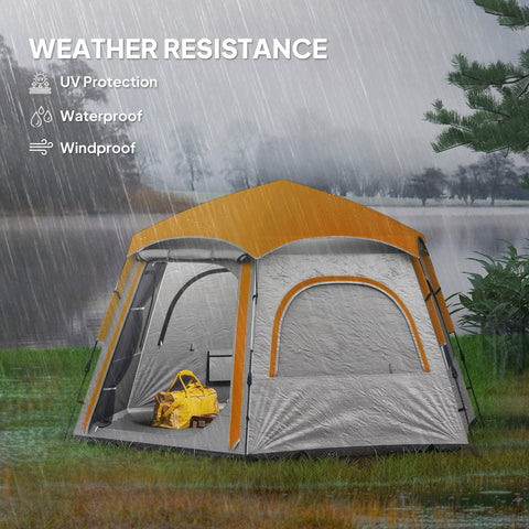 Orange and gray outsunny instant camping tent made with 210d oxford fabric offers waterproof windproof uv protection