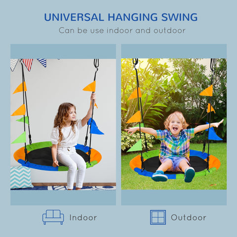 Colorful outsunny kid nest swing seat with oxford fabric, metal frame, black seat, and adjustable rope for outdoor fun