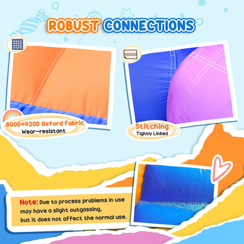 Vibrant orange and purple outsunny kids bounce castle inflatable house with two doors easy access and ground stakes made of oxford fabric