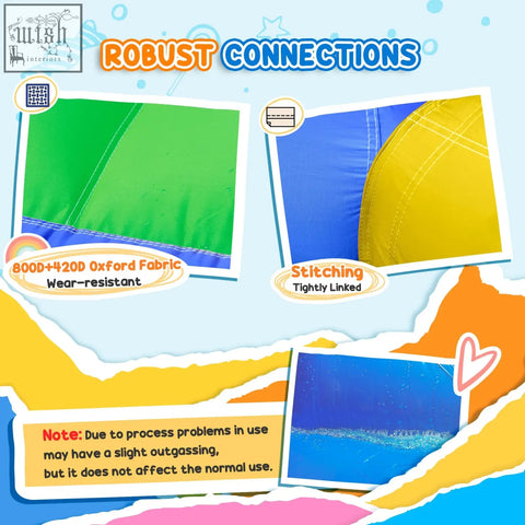 Outsunny kids inflatable castle blue and green bounce house with climbing wall made of durable oxford fabric ground stakes included