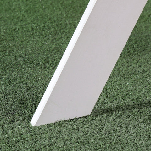 A sleek white plastic table leg with smooth finish on outsunny kids picnic table for easy assembly and strong load-bearing frame