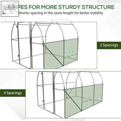 Outsunny large polytunnel walk in greenhouse with green translucent cover and galvanised steel frame for gardening