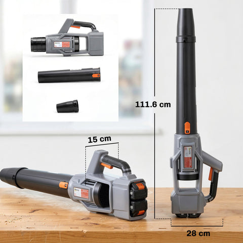 Gray and black outsunny leaf blower cordless with orange accents 1000w brushless motor durable plastic body detachable nozzle
