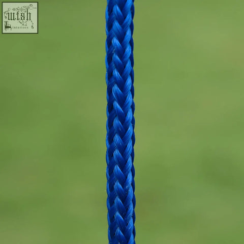 A vibrant blue braided rope with a textured pattern used in outsunny metal garden swing seats for toddlers over 3 years