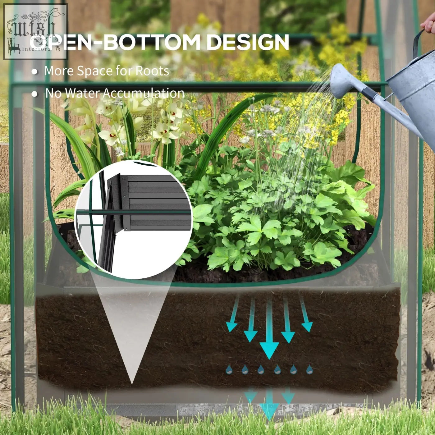 Outsunny metal planter box with clear plastic cover and steel base for fresh air herbs and vegetable gardening