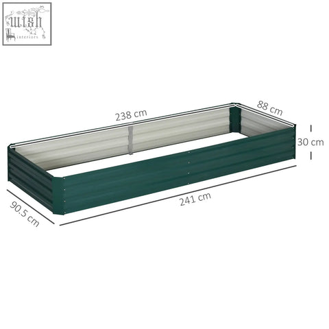 Dark green corrugated metal raised garden bed with silver lining by Outsunny for growing flowers and herbs outdoors