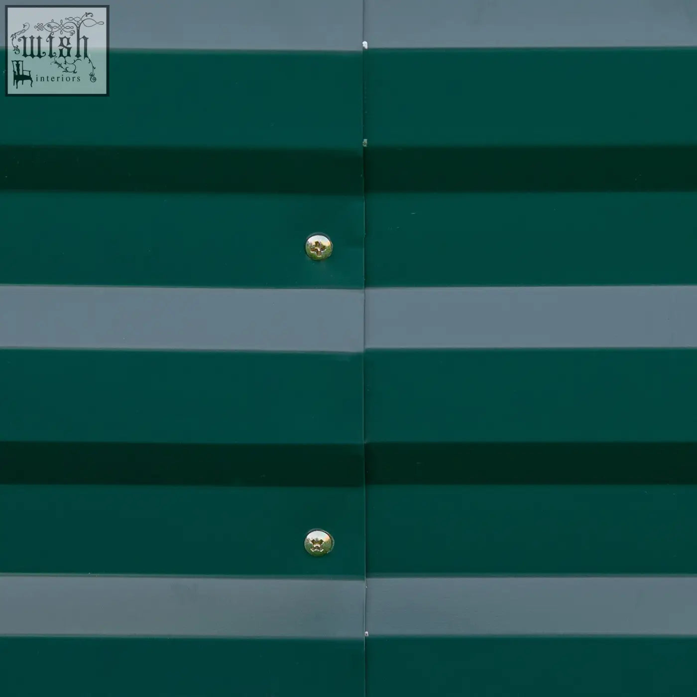 Dark green corrugated metal panels with gold screws on outsunny metal raised garden bed planter box for outdoor use