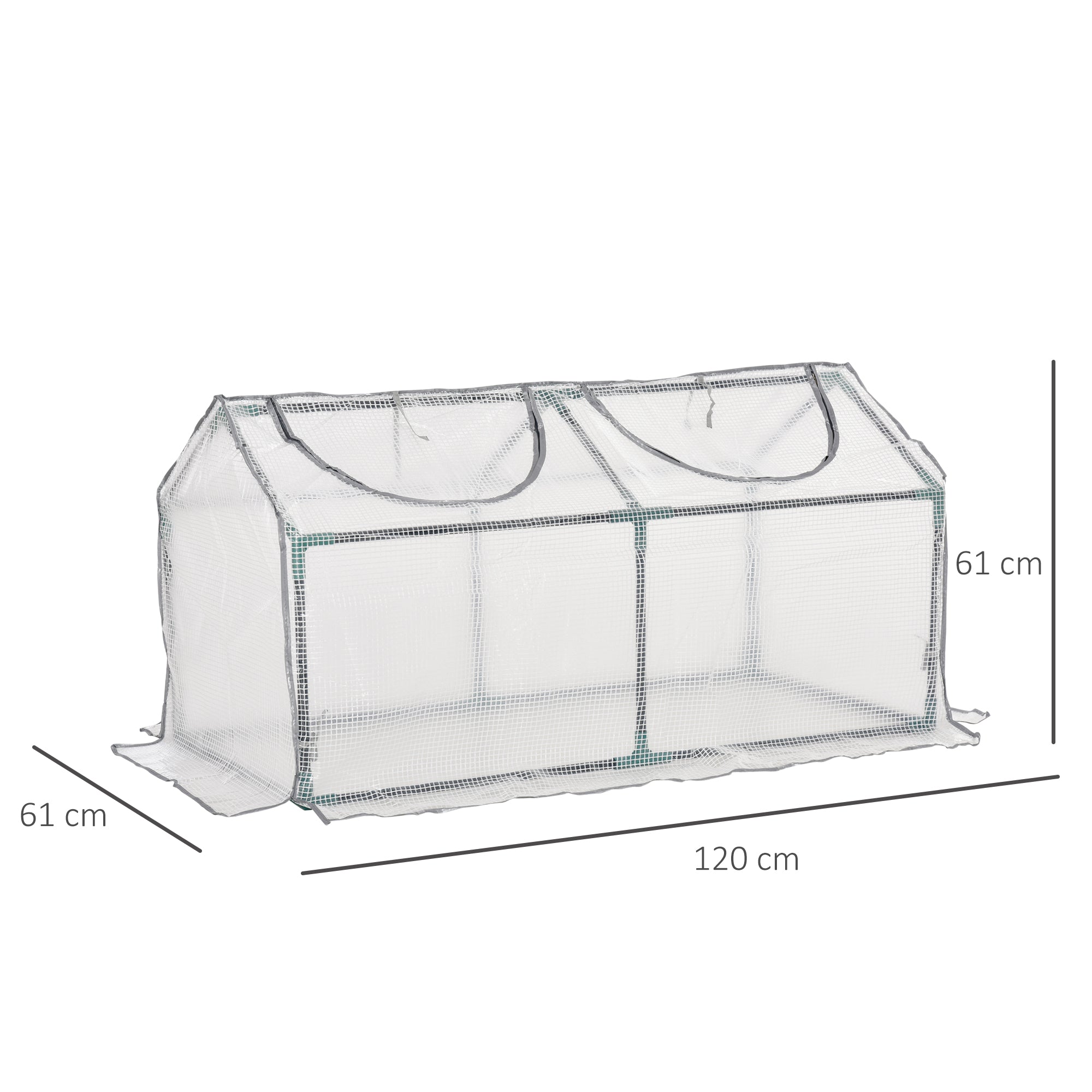 Outsunny mini greenhouse with clear plastic cover mesh design gray trim 10cm extended for tomato vegetable planting