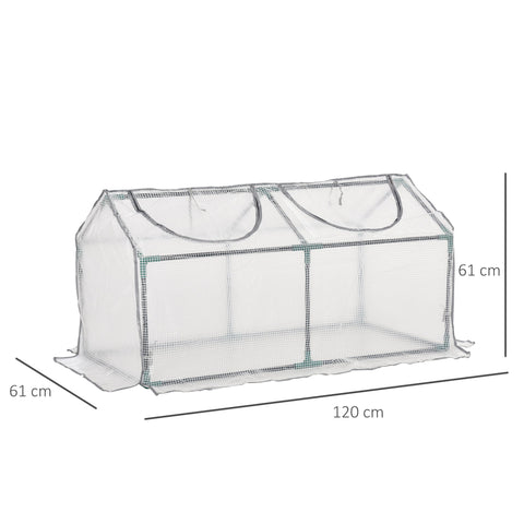 Outsunny mini greenhouse with clear plastic cover mesh design gray trim 10cm extended for tomato vegetable planting