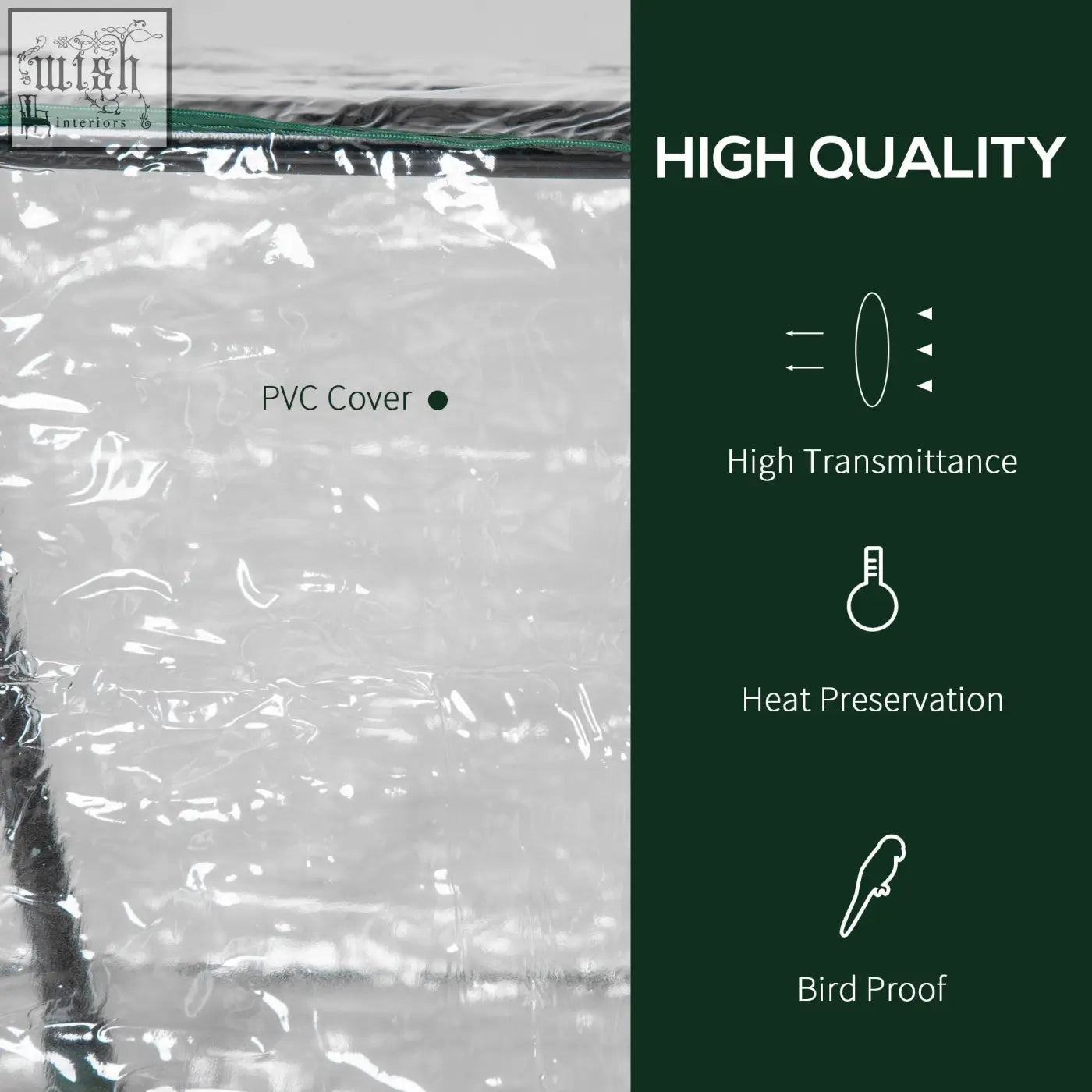 Transparent pvc plastic cover with green zipper for outsunny mini greenhouse 10cm extended heat preservation
