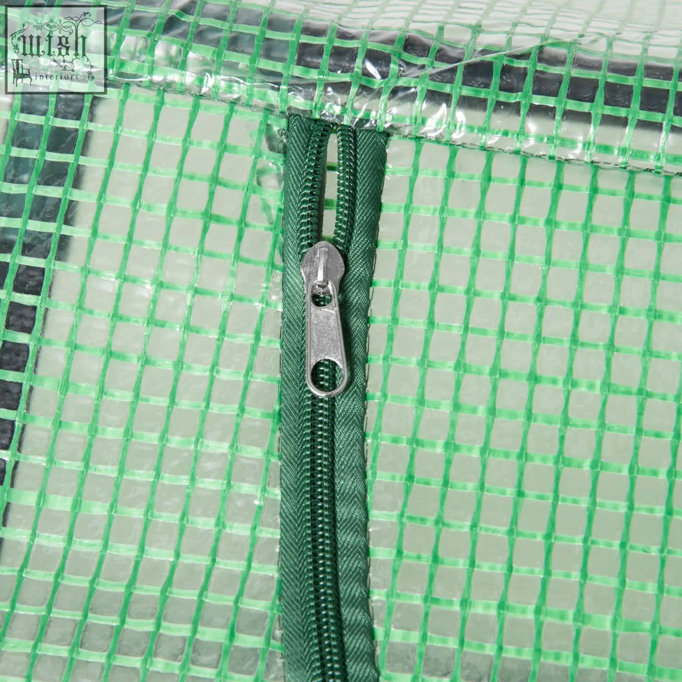 Outsunny mini greenhouse with green plastic cover and silver zipper for outdoor plants with 10cm extended edges
