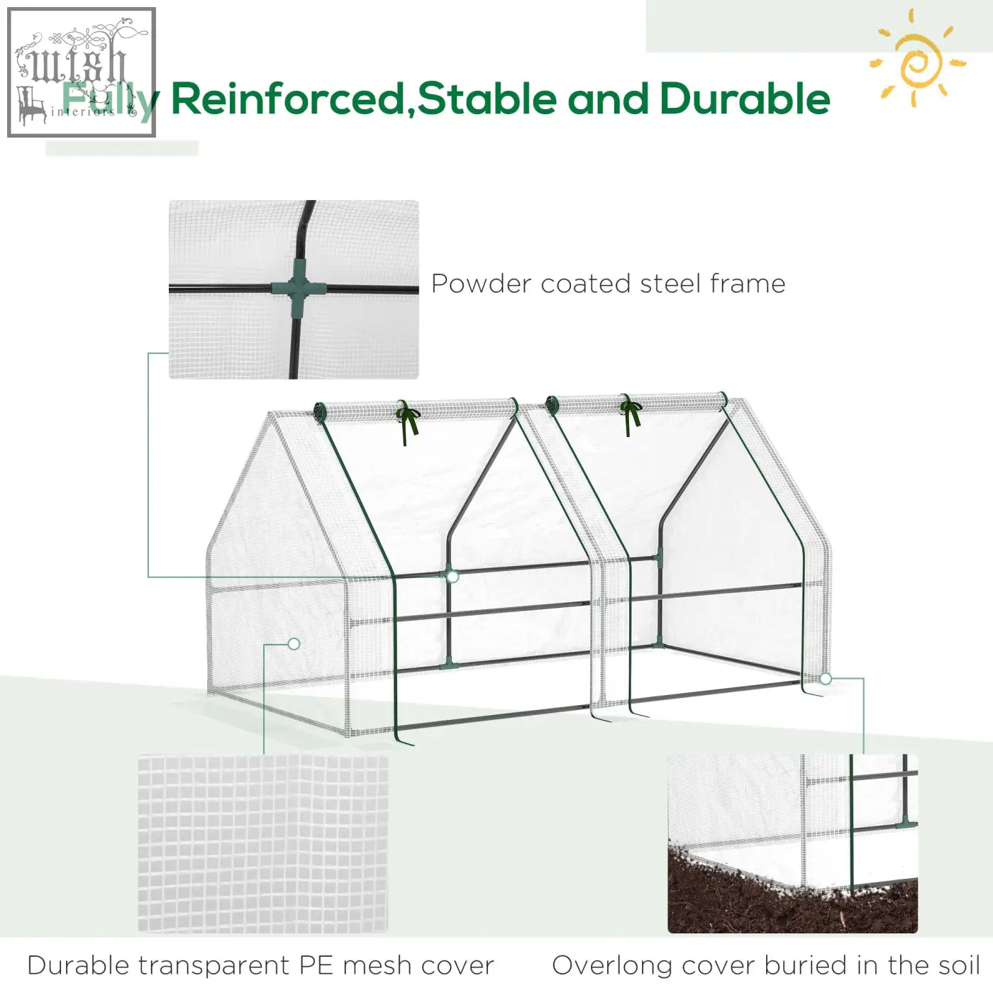 Outsunny mini greenhouse with green steel frame and plastic mesh cover for plants and vegetables 180 x 90 x 90 cm
