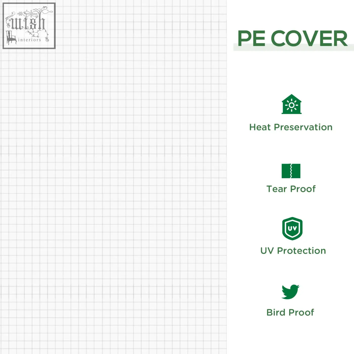 Outsunny mini small greenhouse with white pe plastic mesh cover and green grid pattern for heat uv tear and bird protection