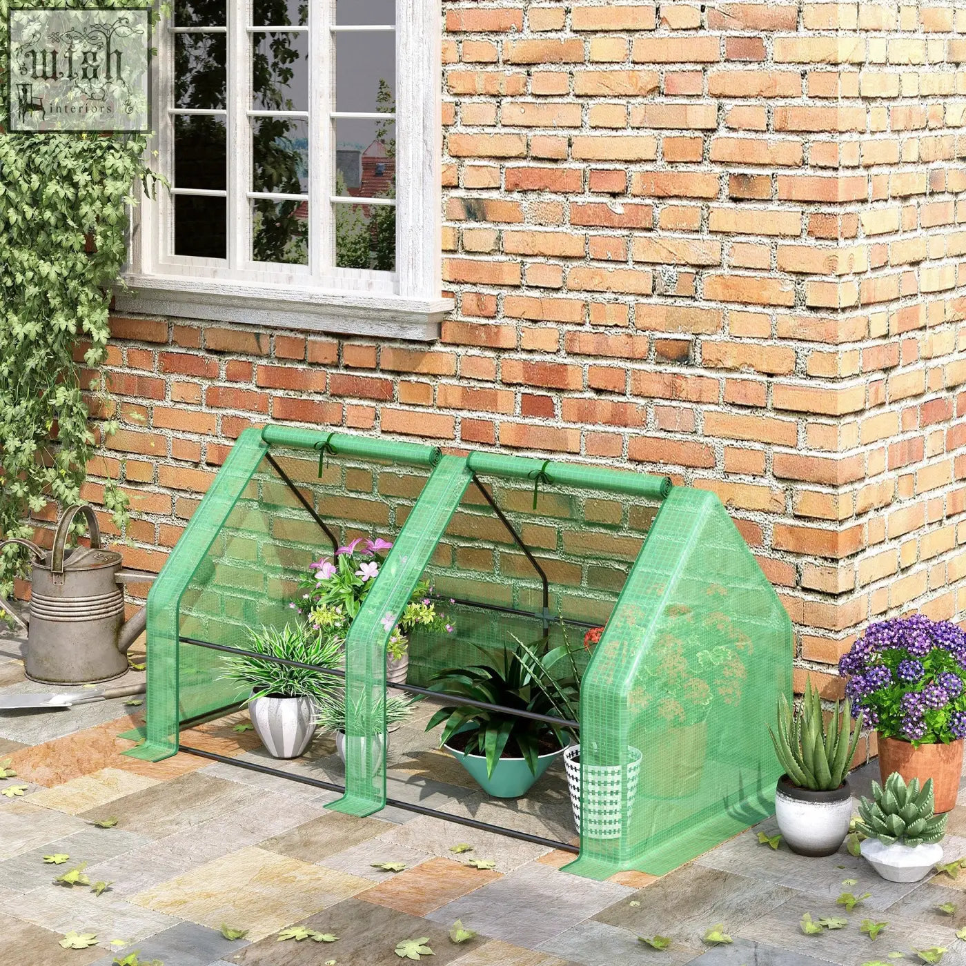 Outsunny mini small greenhouse with steel frame and green plastic mesh cover for vegetables and plants 180x90x90 cm