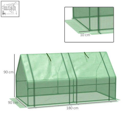 Outsunny mini small greenhouse with green plastic mesh cover and steel frame for plants and vegetables 180 x 90 x 90 cm