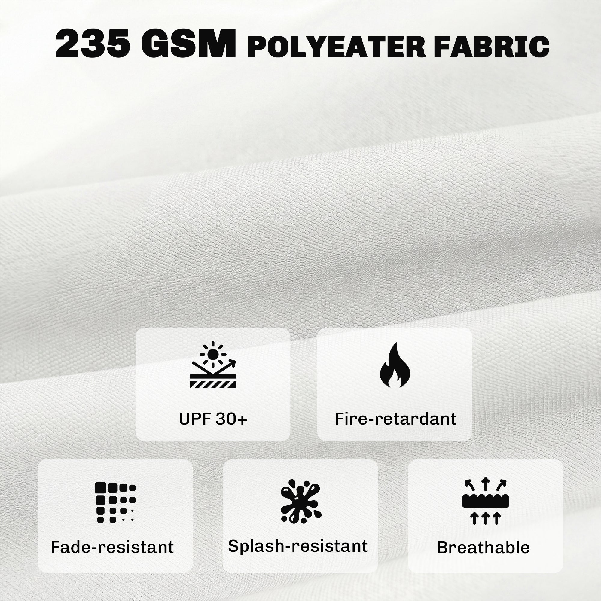 Soft white 235 gsm polyeater outdoor seat cushions with subtle textured weave for outsunny bistro chairs set of 4