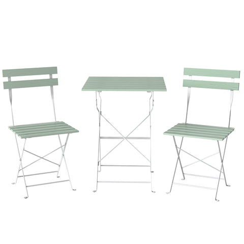 Set of two mint green foldable patio chairs with silver metal frames for outdoors in outsunny bistro set 39w x 48d