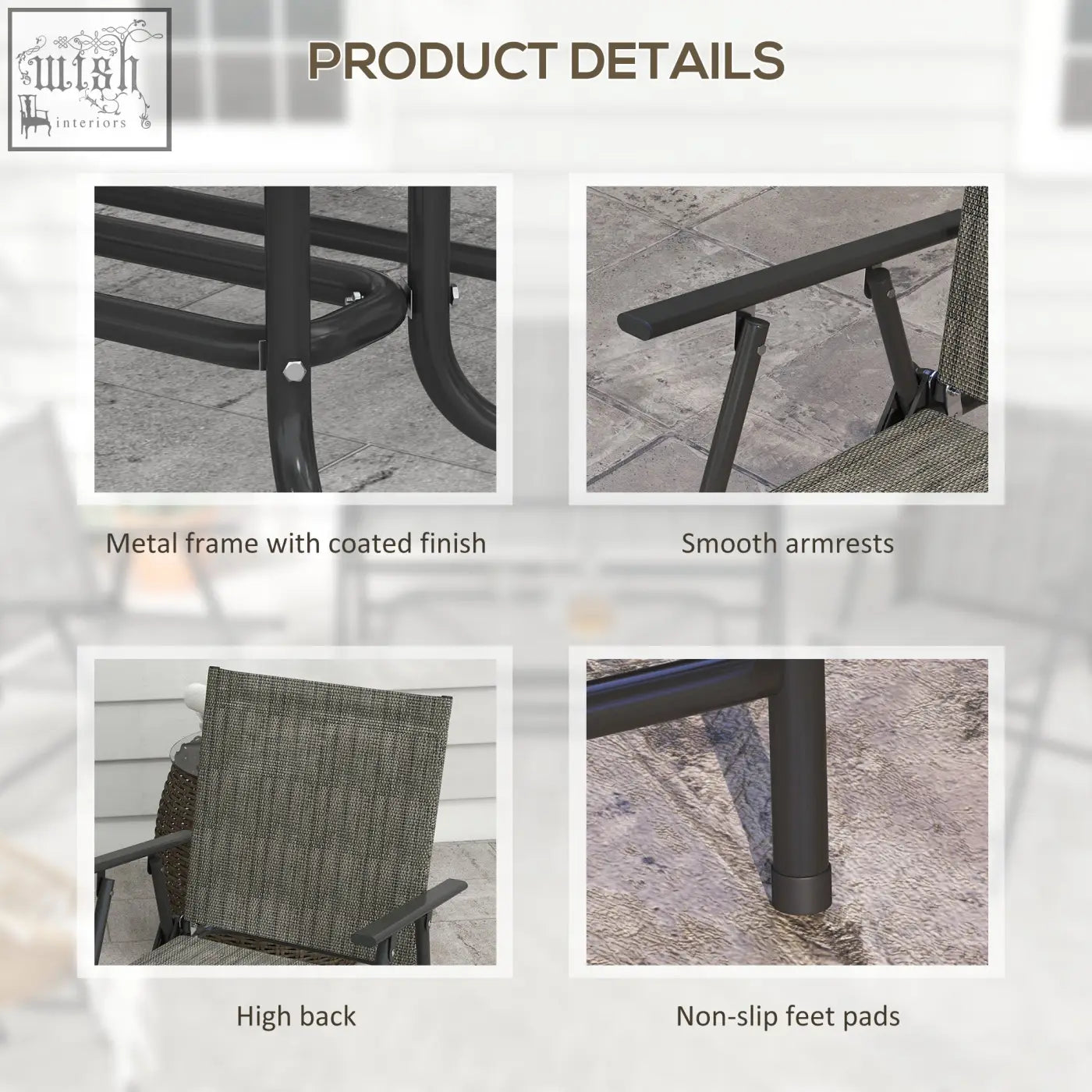 Black metal-framed patio chair with breathable mesh fabric seat and back from outsunny outdoor furniture set in mixed brown