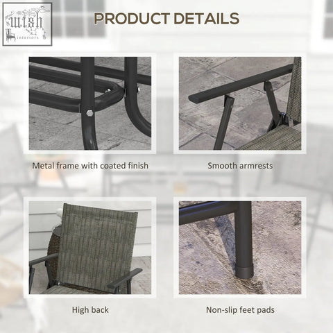 Black metal-framed patio chair with breathable mesh fabric seat and back from outsunny outdoor furniture set in mixed brown