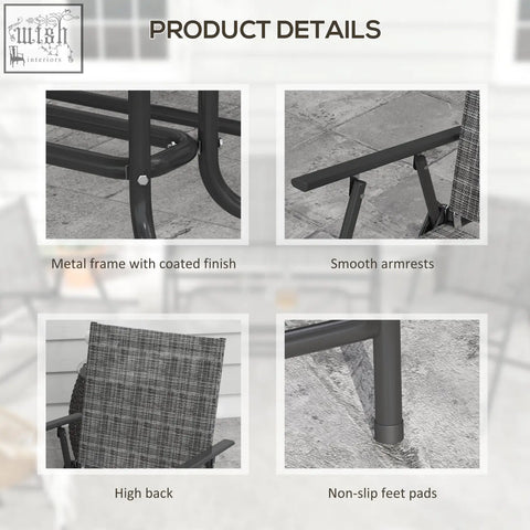 Black metal-framed patio chair with breathable mesh fabric backrest in gray and black from outsunny furniture set