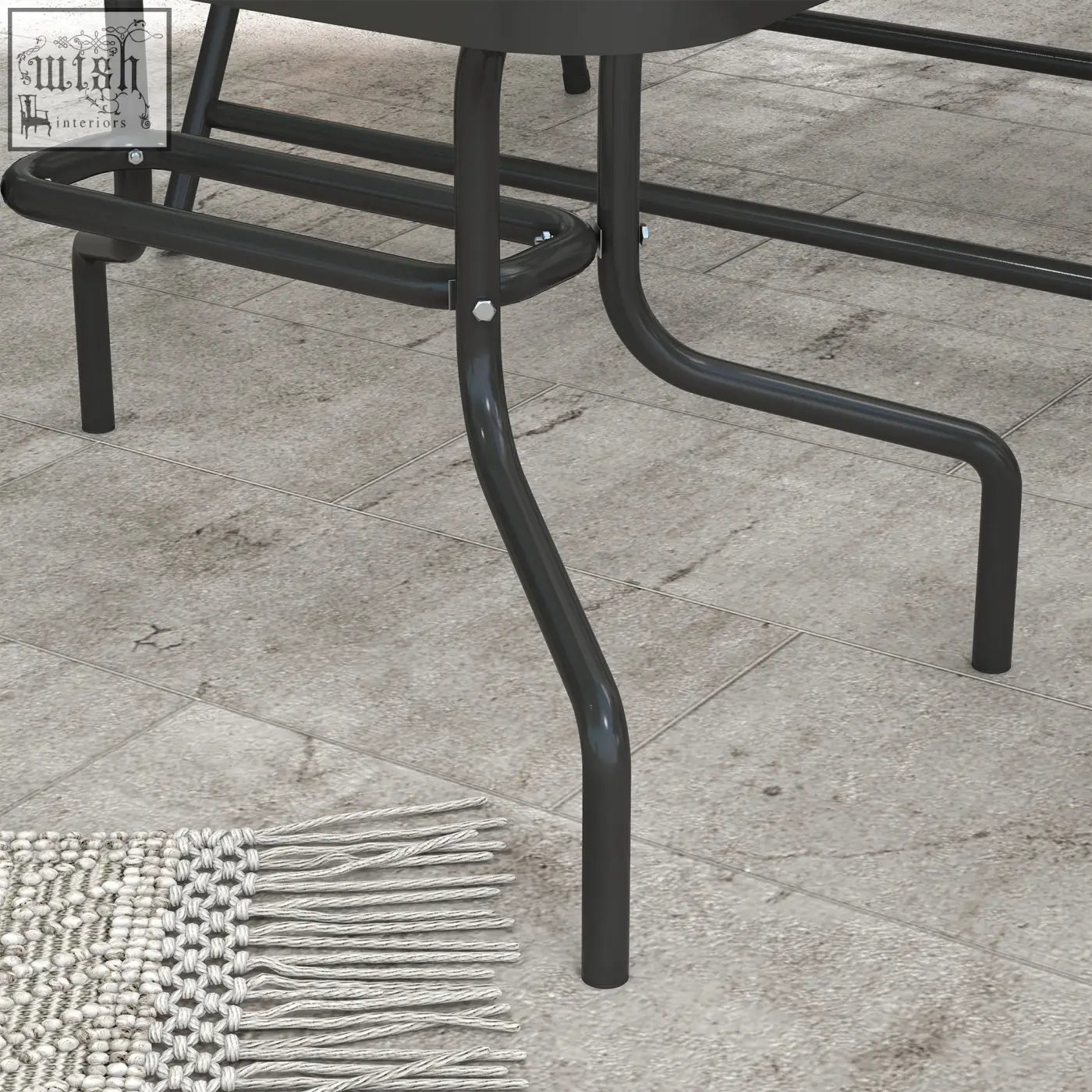 Black metal patio chair with curved legs and breathable mesh fabric seat from outsunny grey outdoor furniture set
