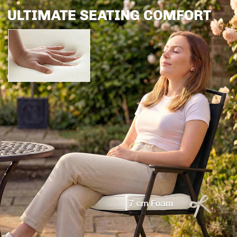 Outsunny outdoor seat cushions set of 2 with 7cm thick white foam and tied ribbon bow for ultimate seating comfort