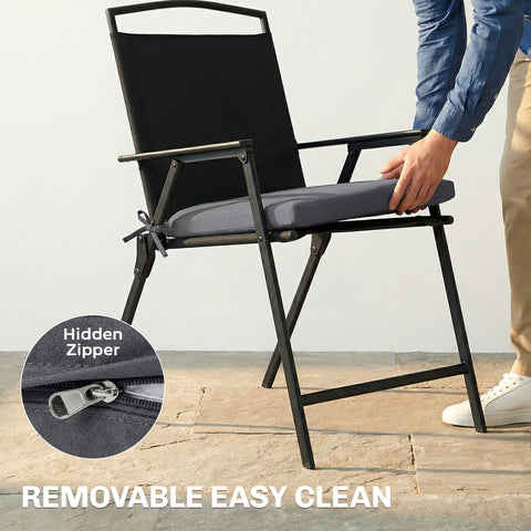 Black outsunny outdoor seat cushion with hidden zipper for easy removal and cleaning made of durable fabric