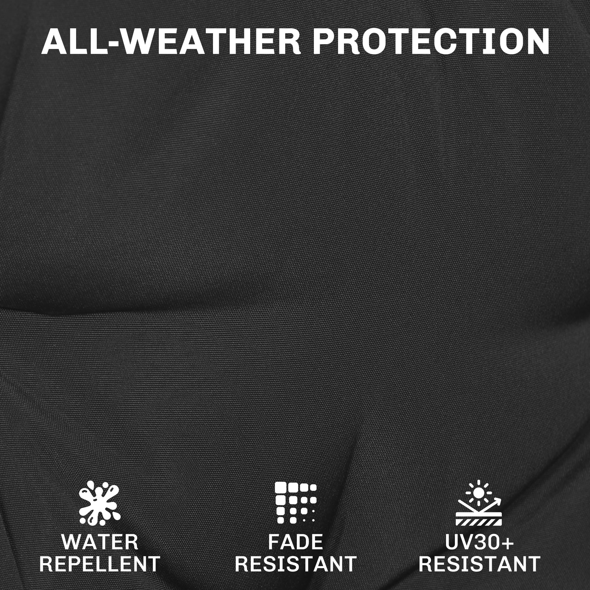 Black textured outsunny outdoor seat cushions set of 2 with water repellent fade resistant uv30+ protection