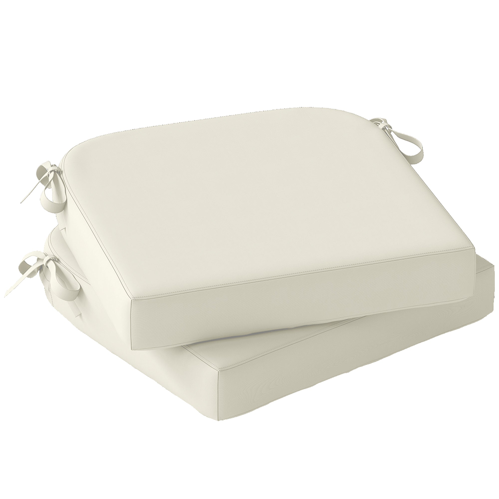 Cream-colored outsunny outdoor seat cushions with 7cm thick foam and tied fabric ties for garden chairs