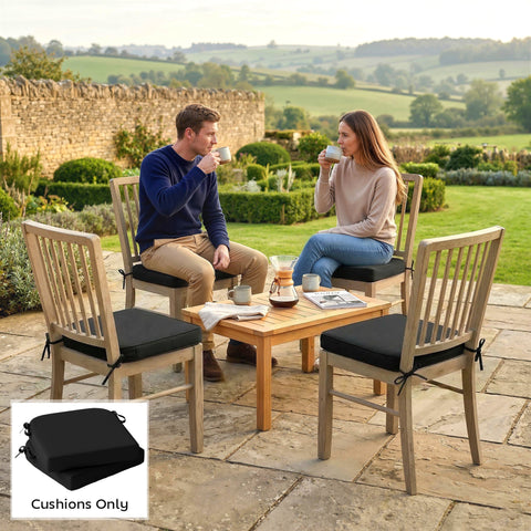 Black outsunny outdoor chair cushions with plush texture 7cm foam and fabric ties for outdoor seat comfort