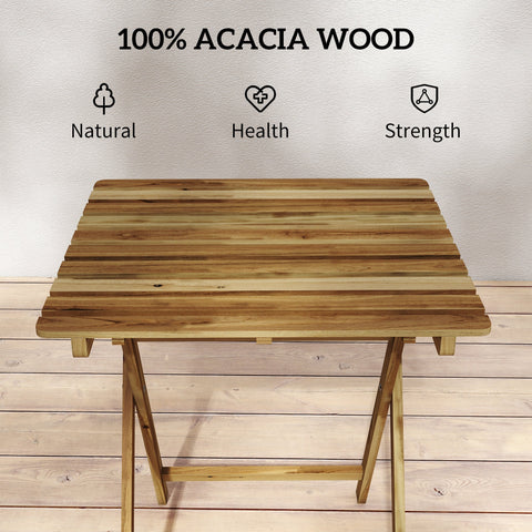 Outsunny garden table foldable wooden garden table made of natural light brown acacia wood 62w x 60d
